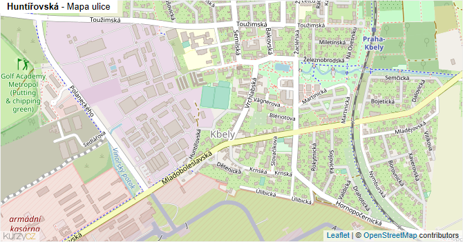 Huntířovská - mapa ulice