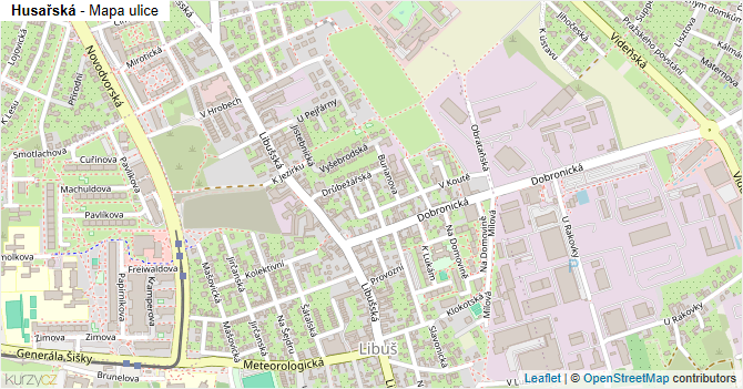 Husařská - mapa ulice