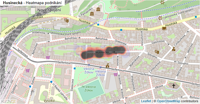 Husinecká - mapa podnikání