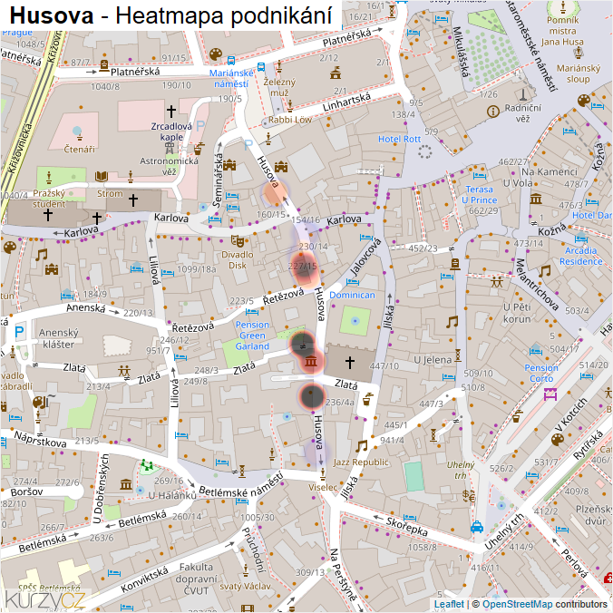 Mapa Husova - Firmy v ulici.