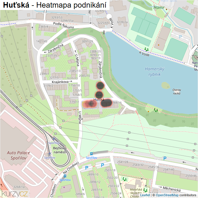 Mapa Huťská - Firmy v ulici.