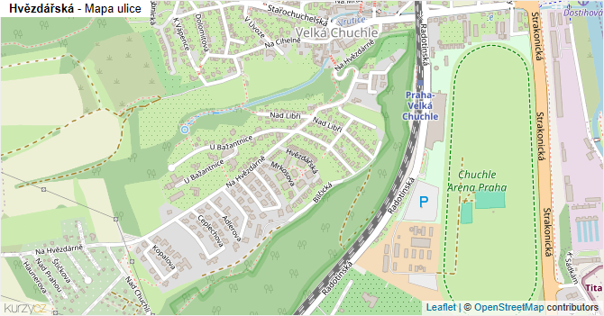 Hvězdářská - mapa ulice
