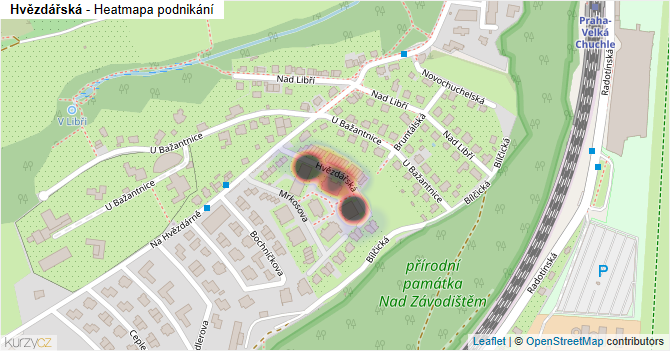 Hvězdářská - mapa podnikání