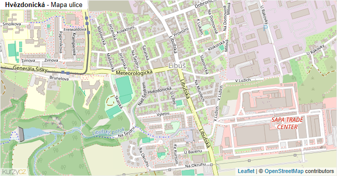 Hvězdonická - mapa ulice
