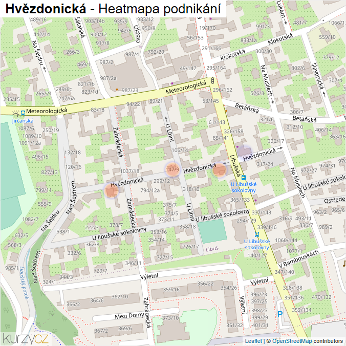 Mapa Hvězdonická - Firmy v ulici.