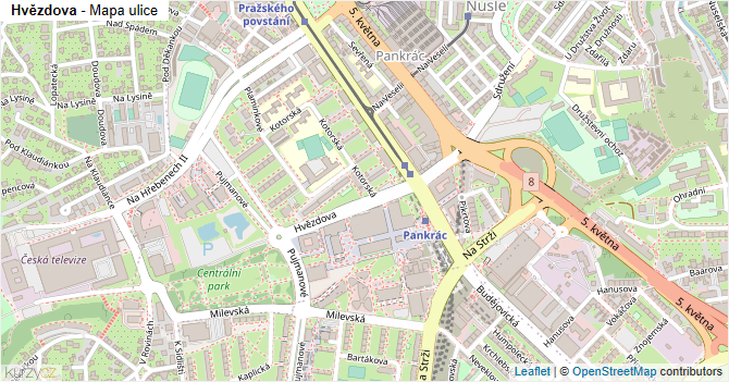 Hvězdova - mapa ulice