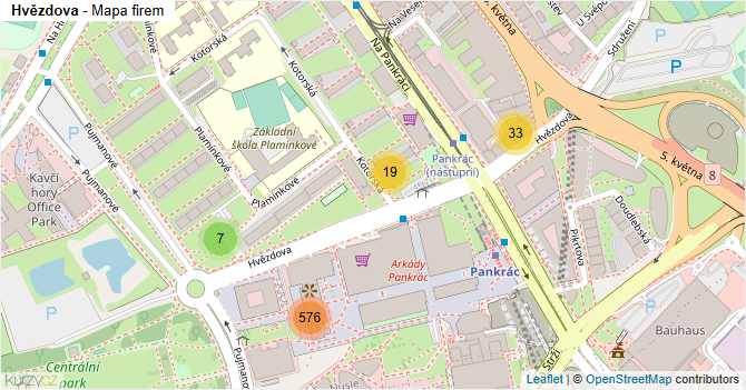 Hvězdova - mapa firem