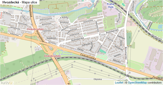 Hvozdecká - mapa ulice