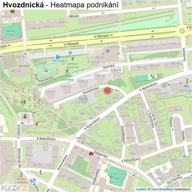 Mapa Hvozdnická - Firmy v ulici.