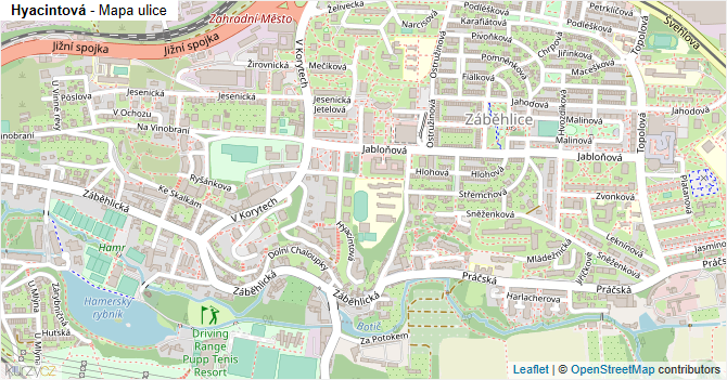 Hyacintová - mapa ulice