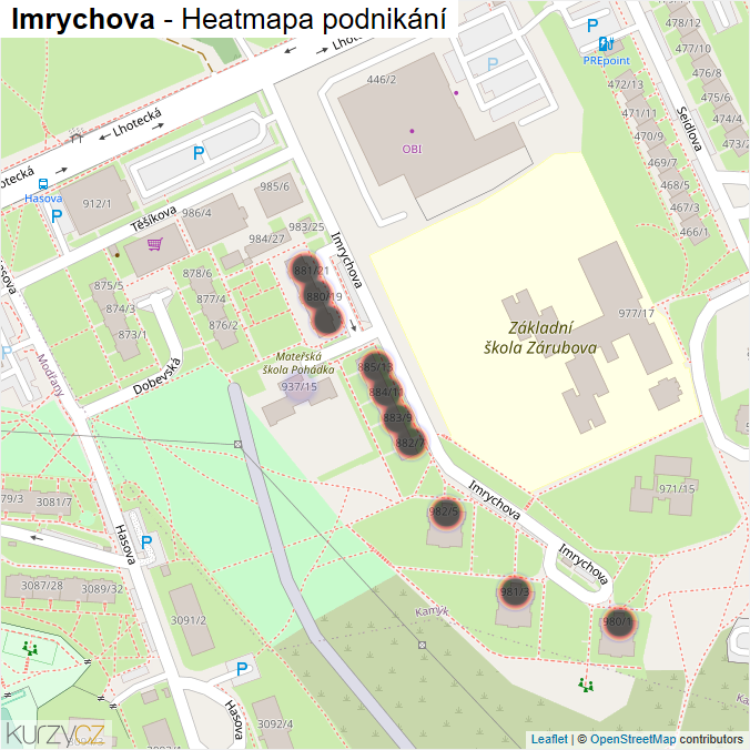 Mapa Imrychova - Firmy v ulici.