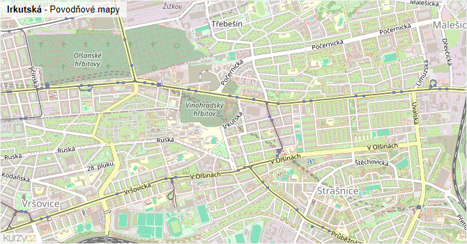 Irkutská - záplavové mapy stoleté vody