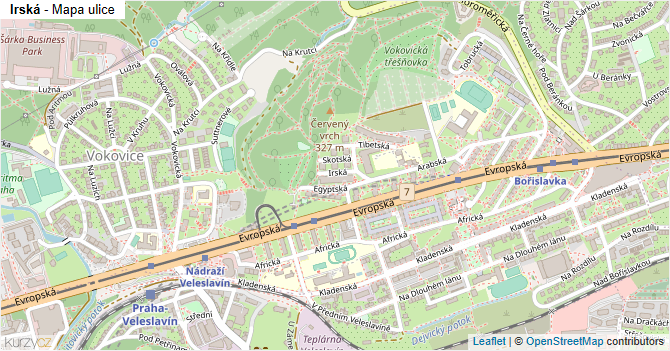 Irská - mapa ulice