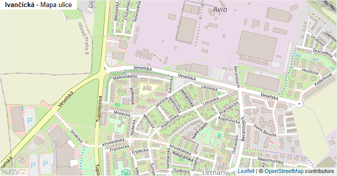Ivančická - mapa ulice