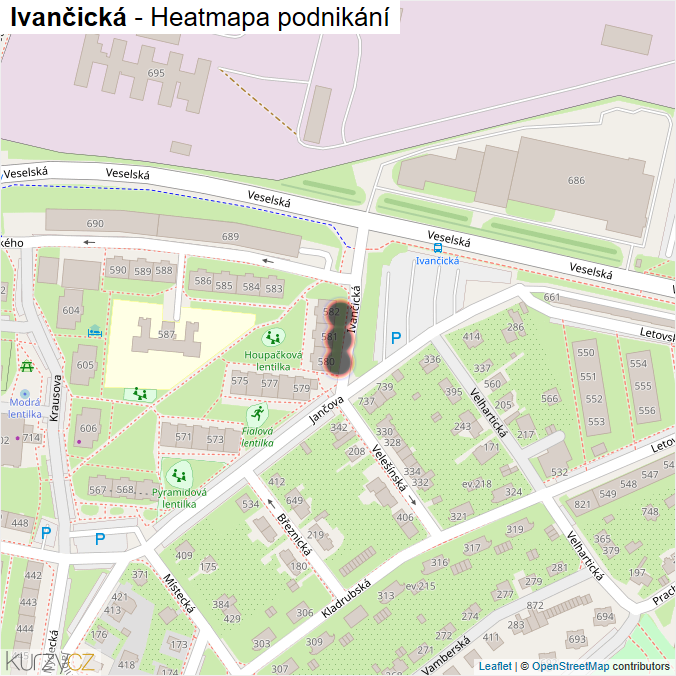 Mapa Ivančická - Firmy v ulici.