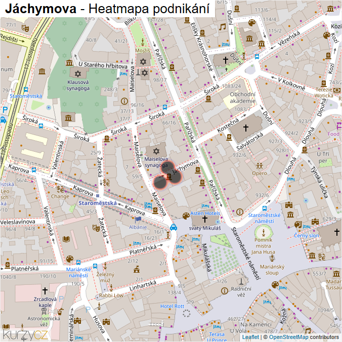 Mapa Jáchymova - Firmy v ulici.