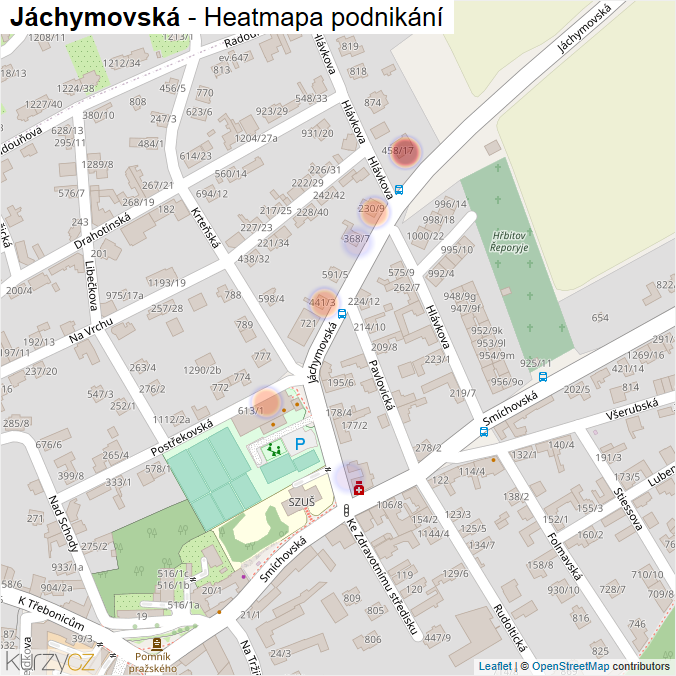 Mapa Jáchymovská - Firmy v ulici.