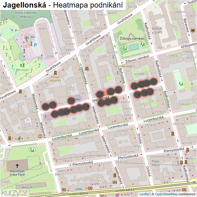 Mapa Jagellonská - Firmy v ulici.