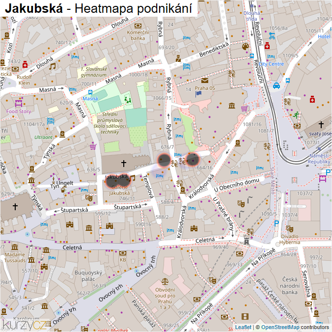 Mapa Jakubská - Firmy v ulici.