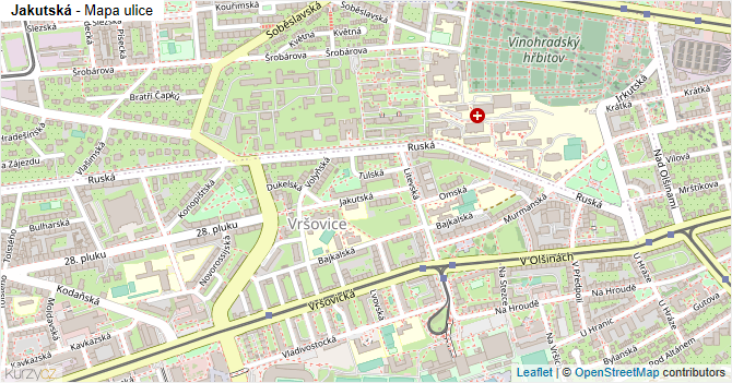 Jakutská - mapa ulice