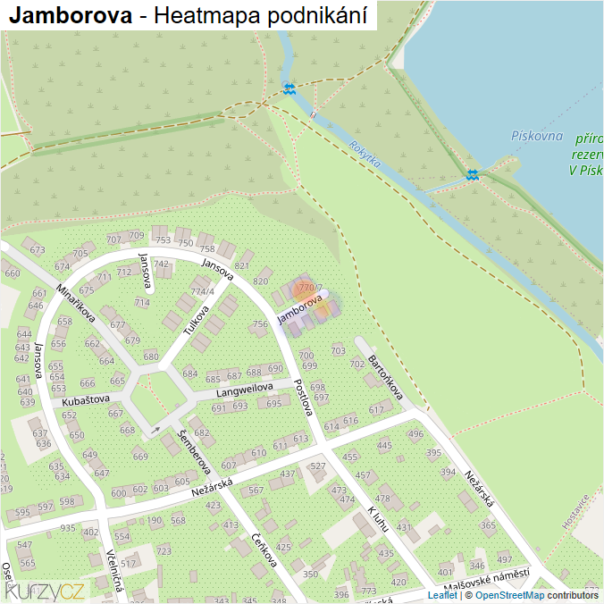 Mapa Jamborova - Firmy v ulici.