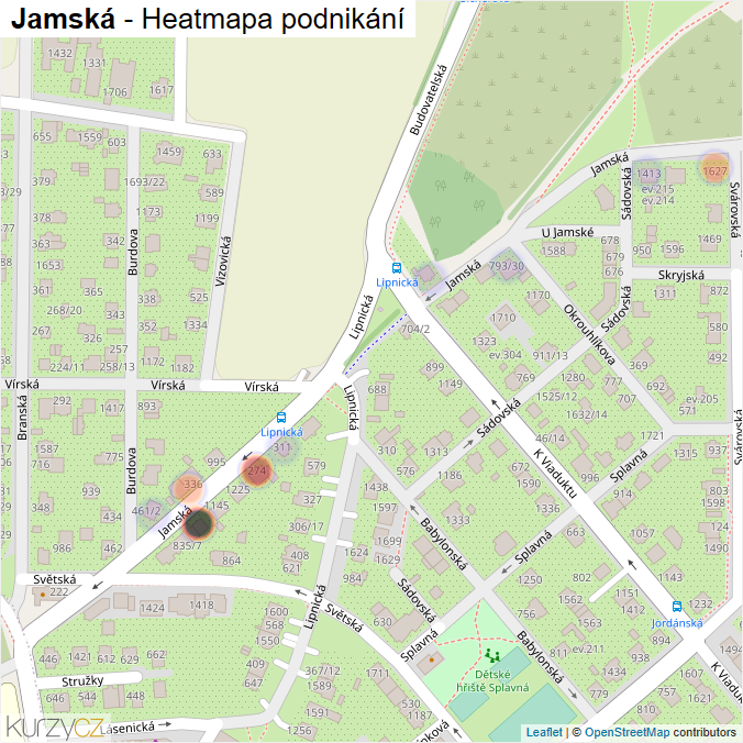 Mapa Jamská - Firmy v ulici.