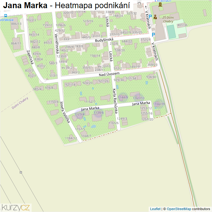 Mapa Jana Marka - Firmy v ulici.