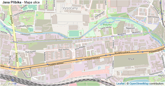 Jana Přibíka - mapa ulice