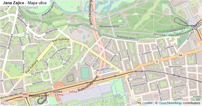 Jana Zajíce - mapa ulice