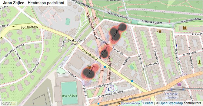 Jana Zajíce - mapa podnikání