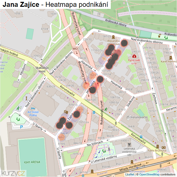 Mapa Jana Zajíce - Firmy v ulici.