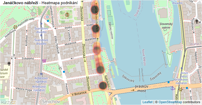 Janáčkovo nábřeží - mapa podnikání