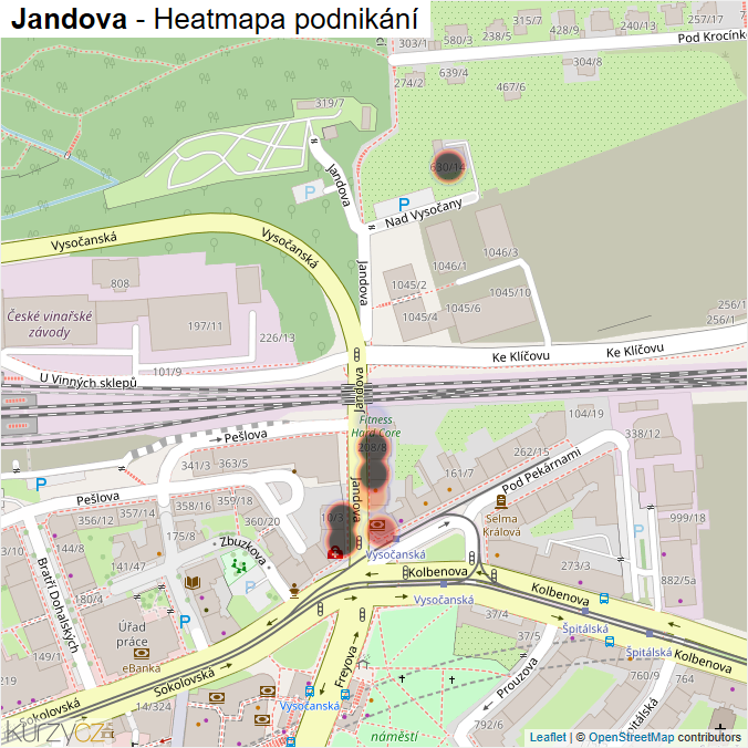 Mapa Jandova - Firmy v ulici.