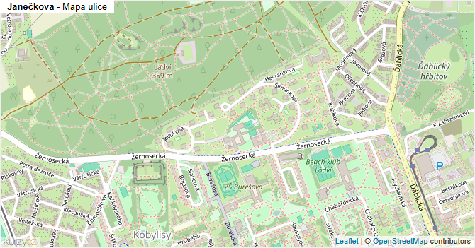 Janečkova - mapa ulice