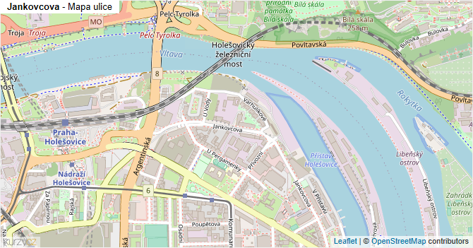 Jankovcova - mapa ulice