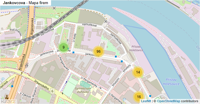 Jankovcova - mapa firem
