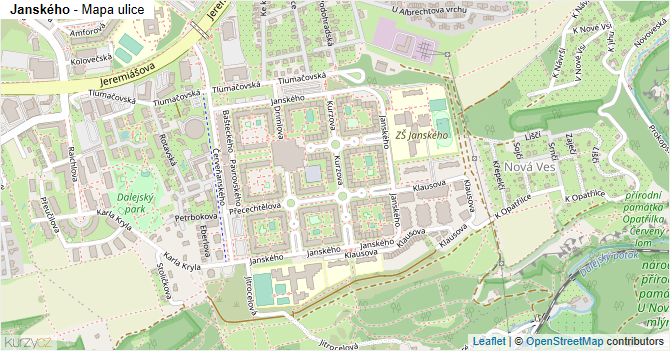 Janského - mapa ulice