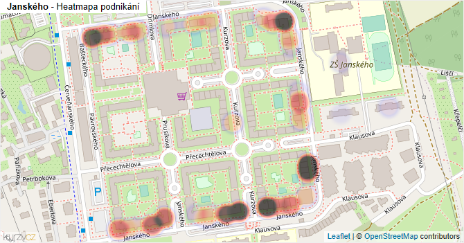 Janského - mapa podnikání