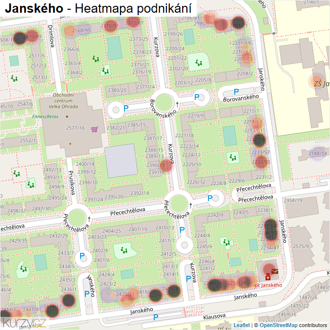 Mapa Janského - Firmy v ulici.