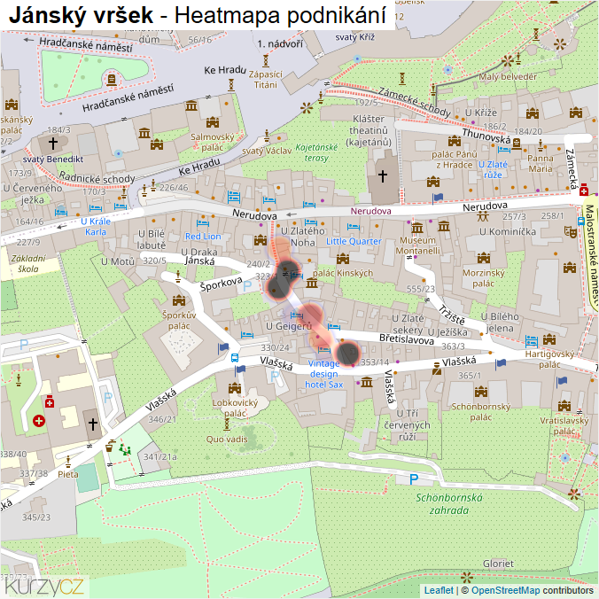 Mapa Jánský vršek - Firmy v ulici.