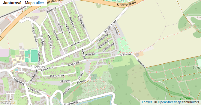 Jantarová - mapa ulice