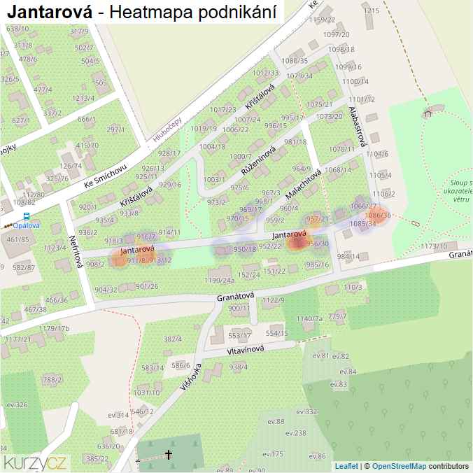 Mapa Jantarová - Firmy v ulici.