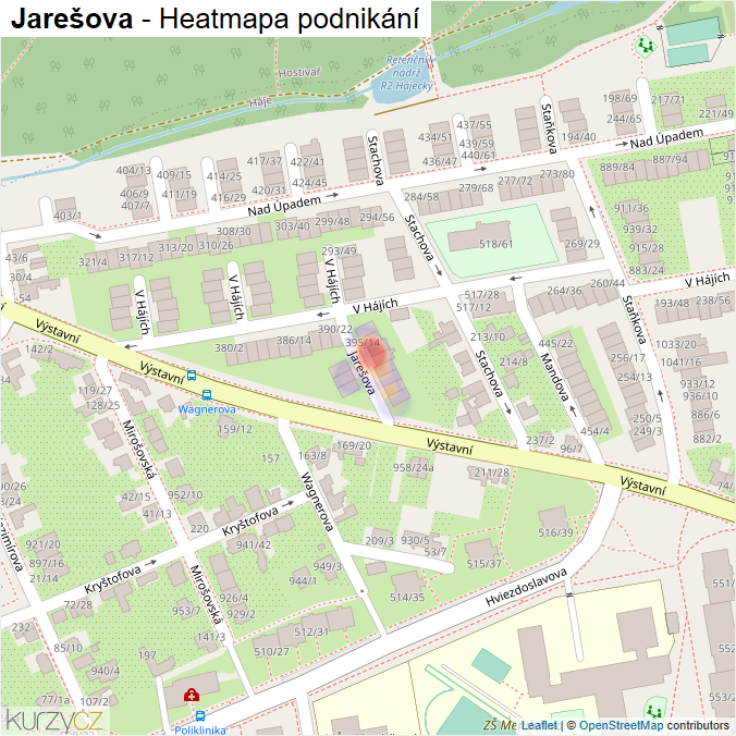 Mapa Jarešova - Firmy v ulici.