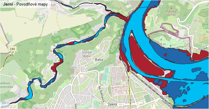 Jarní - záplavové mapy stoleté vody