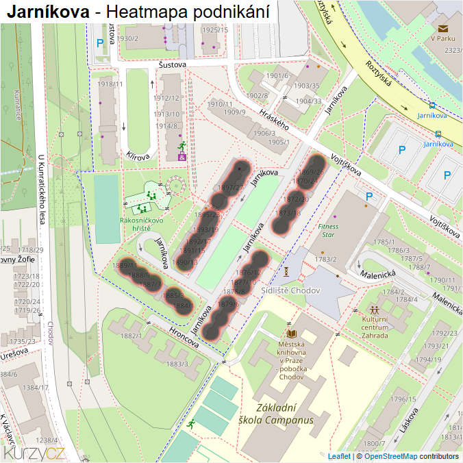 Mapa Jarníkova - Firmy v ulici.