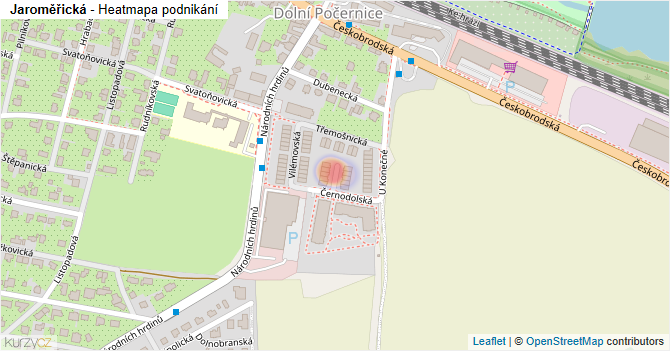 Jaroměřická - mapa podnikání