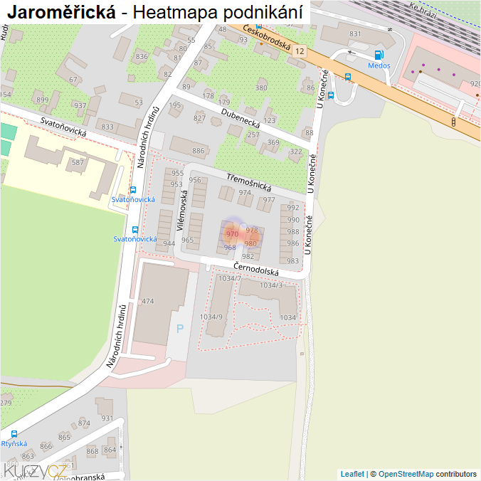 Mapa Jaroměřická - Firmy v ulici.
