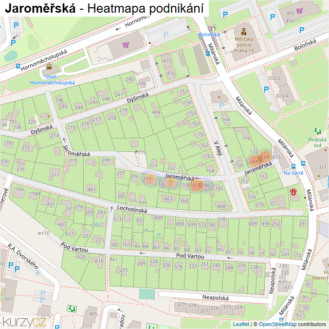 Mapa Jaroměřská - Firmy v ulici.