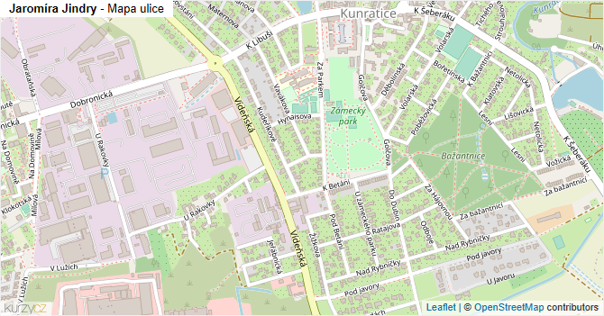 Jaromíra Jindry - mapa ulice
