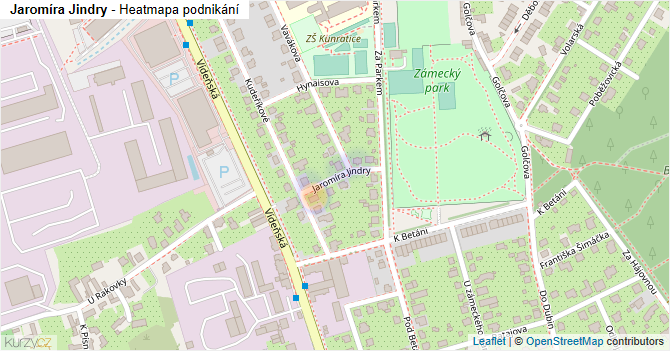 Jaromíra Jindry - mapa podnikání